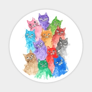 Cute Colourful Cats and Kittens painting Magnet